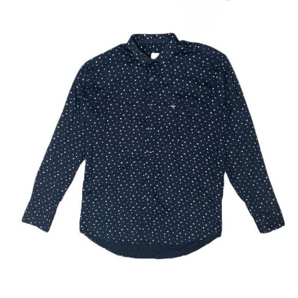 Giorgio Armani Gold Label‎ Men's Shirt Size L 40 Navy Italian Cotton Rare Collar